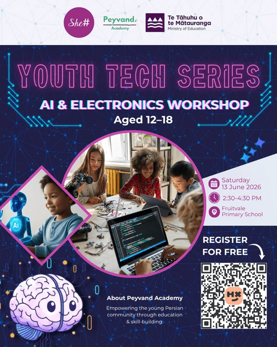 Youth Tech Series — AI & Electronics Workshop, delivered by SheSharp in partnership with Peyvand Academy and the Ministry of Education